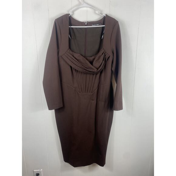 Lavish Alice Cowl Corset Ponte Midi Dress Chocolate Brown US Plus Size 16 Sexy - Picture 3 of 12
